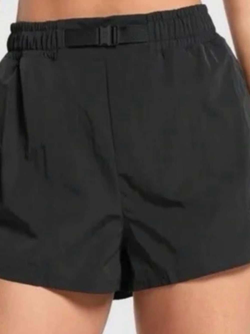 Gymshark Black Athletic Shorts with Elastic Waist and Buckle